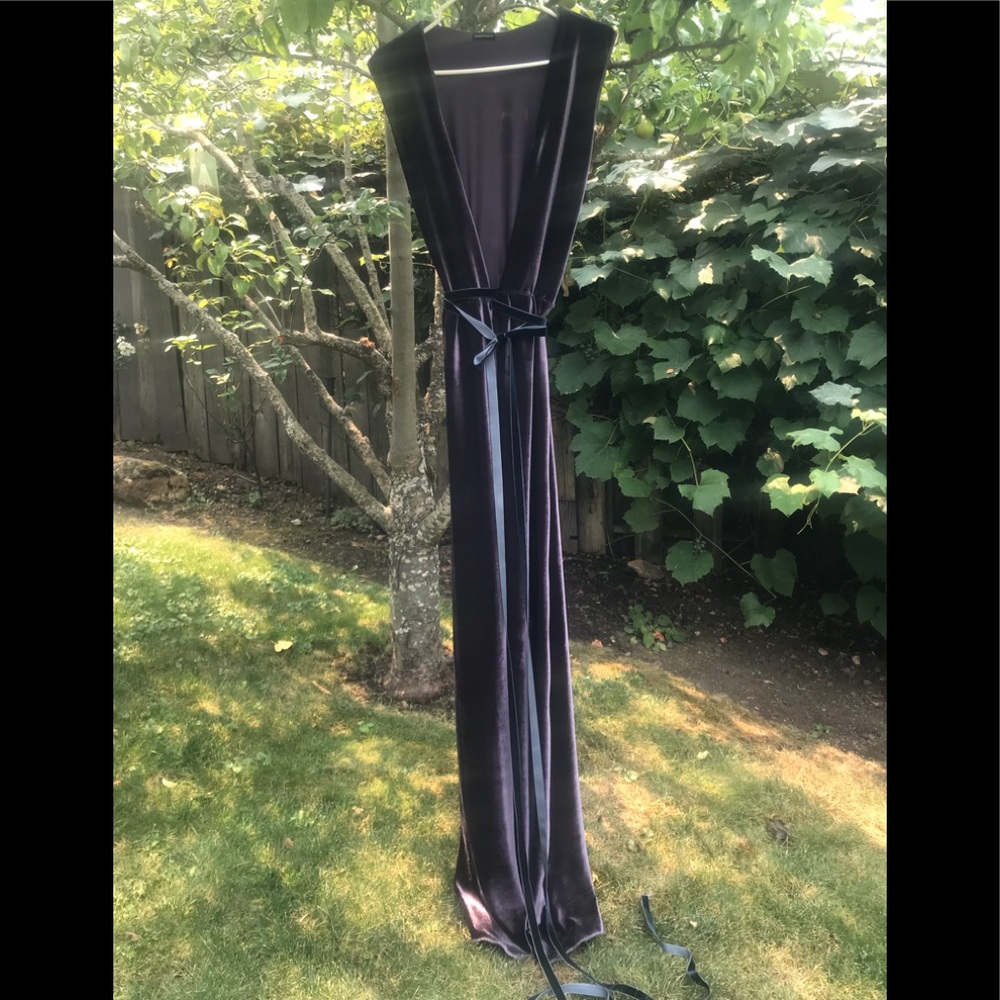 Silvery eggplant velvet duster